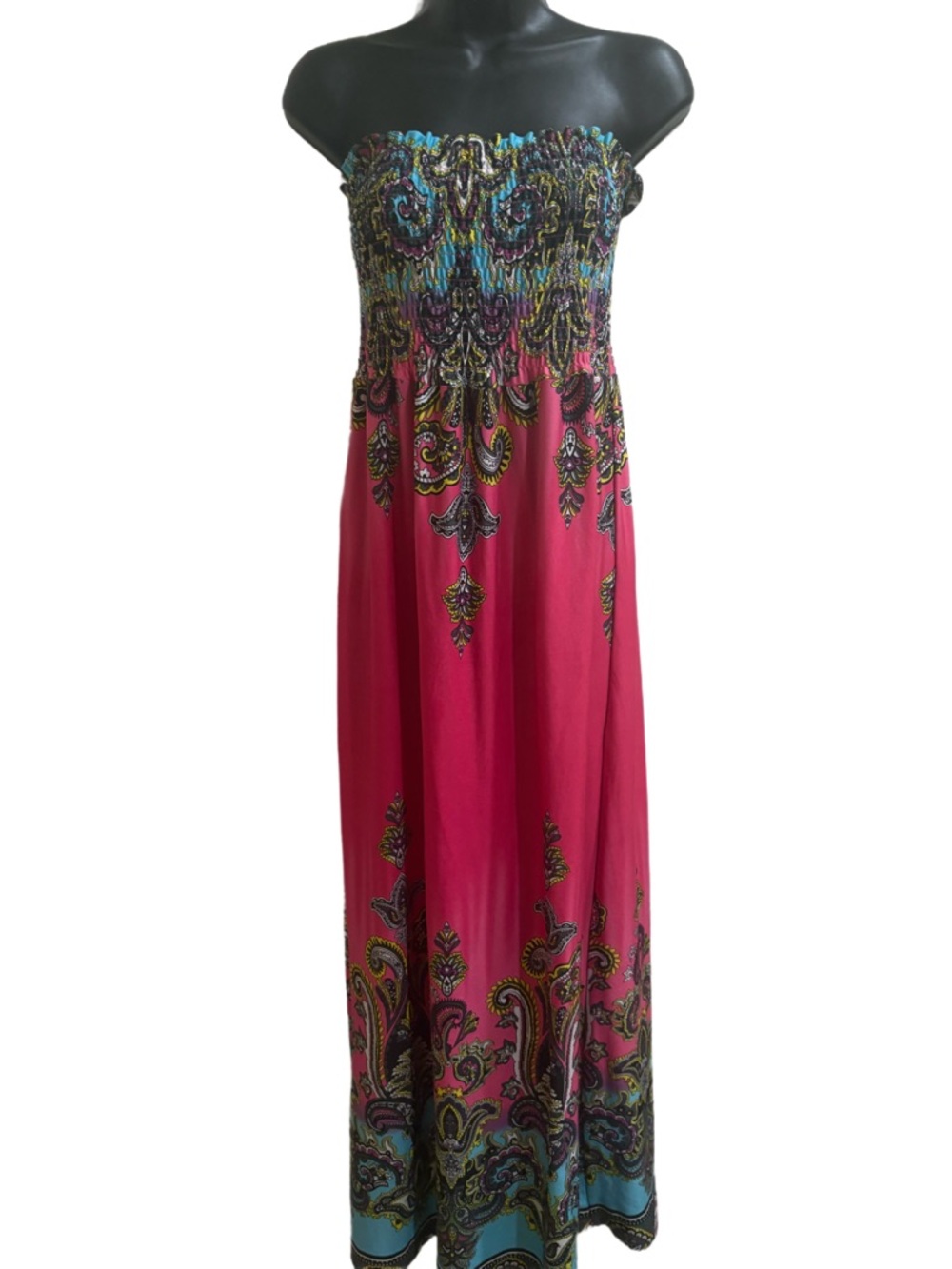 Strapless Pink Paisley Maxi Dress❤️ LIKE NEW